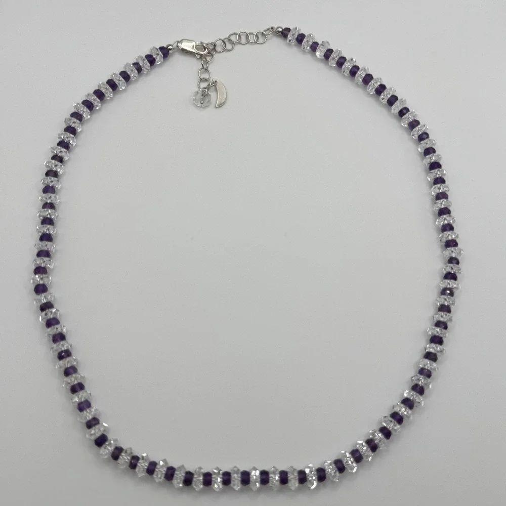 Deb Guyot Herkimer Quartz Bead Beaded Necklace Sterling Silver